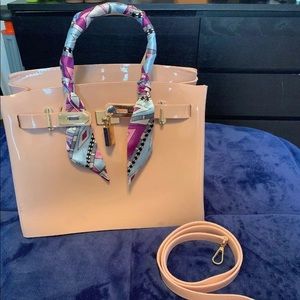 Birkin style handbag nude/pink